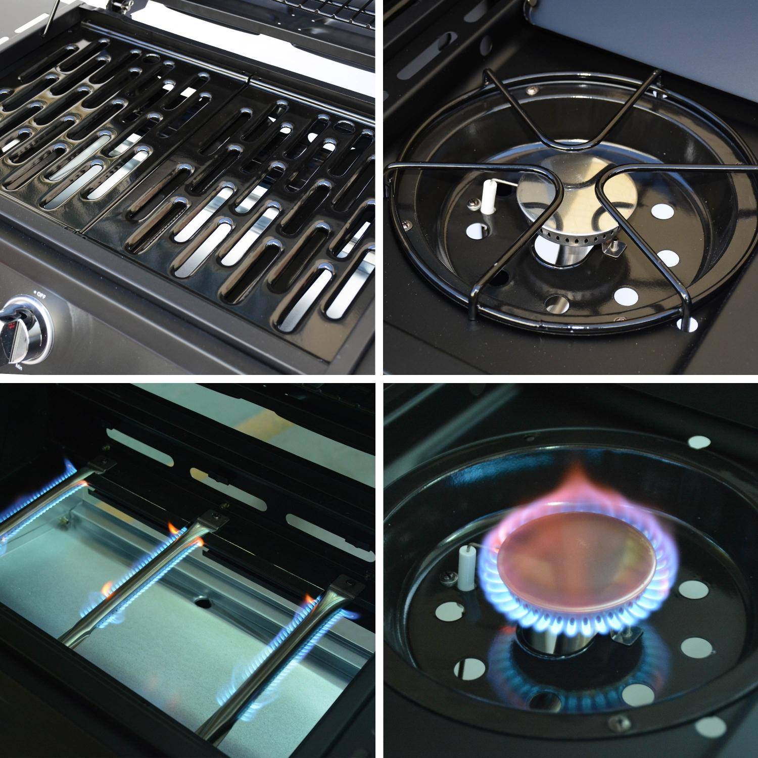 Barbecue a gás de 3 queimadores com 1 queimador lateral, Treville Espreguiçadeira, Preto, 117.2x43.5x103 cm Photo14