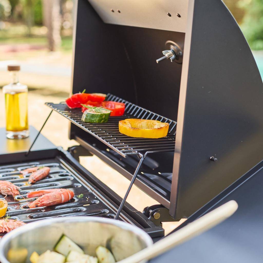 Barbecue a gás de 3 queimadores com 1 queimador lateral, Treville Espreguiçadeira, Preto, 117.2x43.5x103 cm,sweeek,Photo6