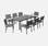 Salon de jardin aluminium Capua table 180cm, 8 fauteuils en textilène gris et alu anthracite