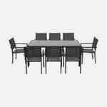 Comedor de jardin, conjunto de mesa y sillas de aluminio y textileno - Antracita / Gris - 8 plazas - CAPUA 180 Photo3