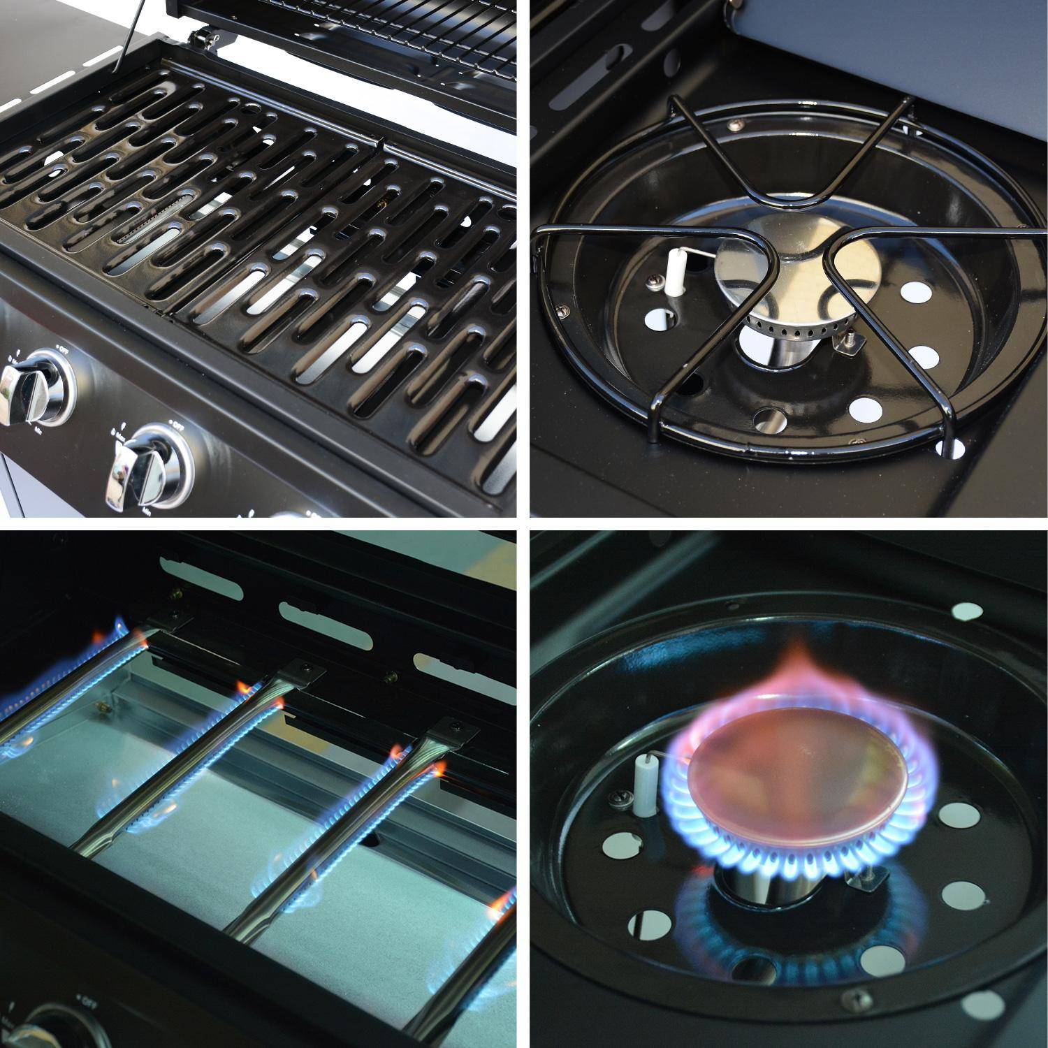 Barbecue a gás de 5 queimadores com 1 fogo lateral, Treville 5, Preto, 125x43.5x103 cm,sweeek,Photo8