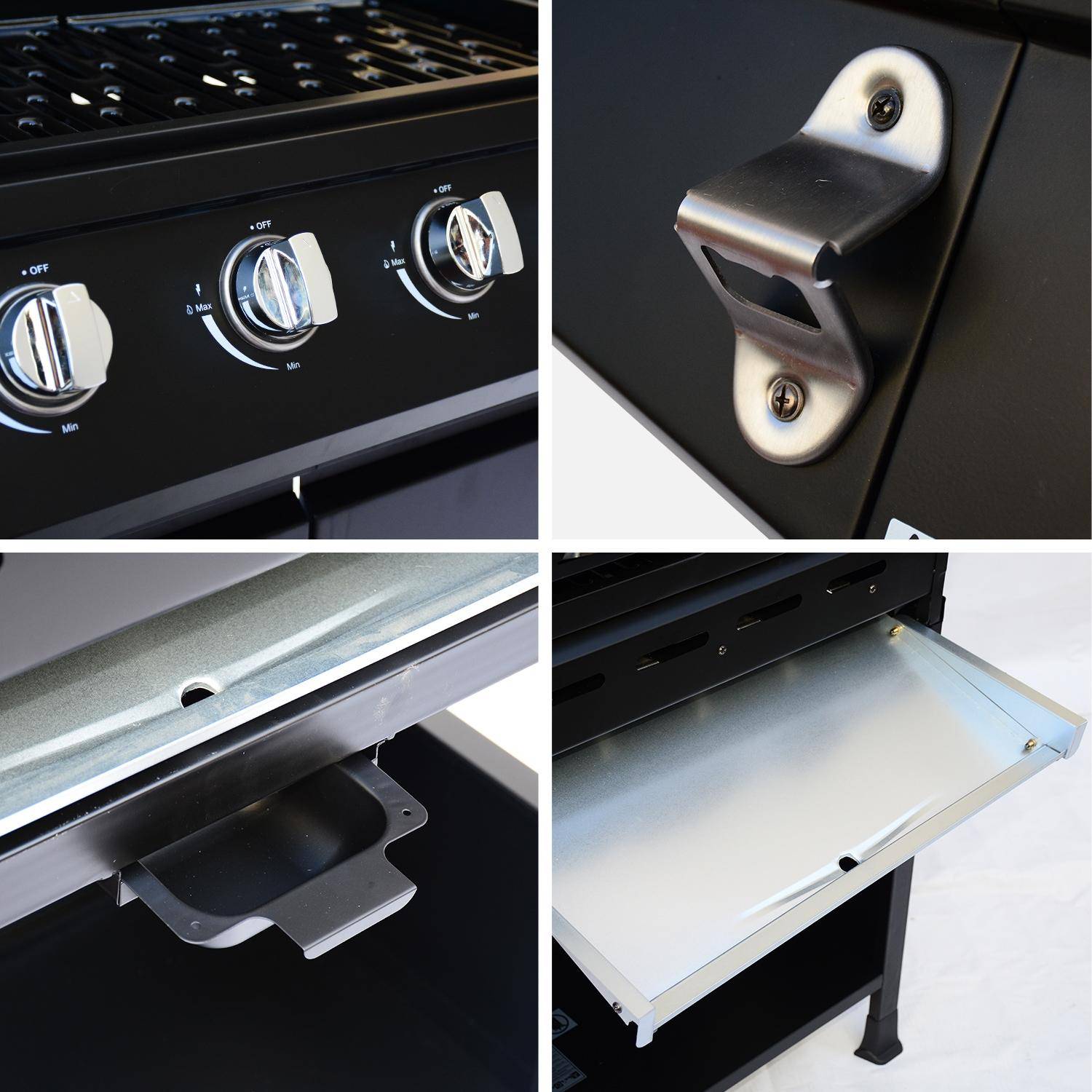 Barbecue a gás de 5 queimadores com 1 fogo lateral, Treville 5, Preto, 125x43.5x103 cm Photo7