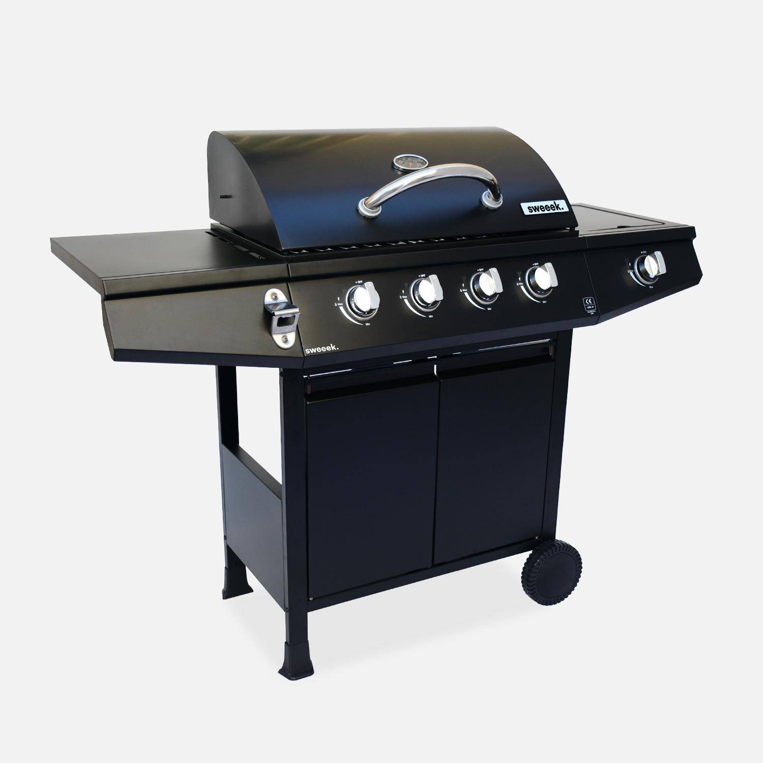 Barbecue a gás de 5 queimadores com 1 fogo lateral, Treville 5, Preto, 125x43.5x103 cm,sweeek,Photo4