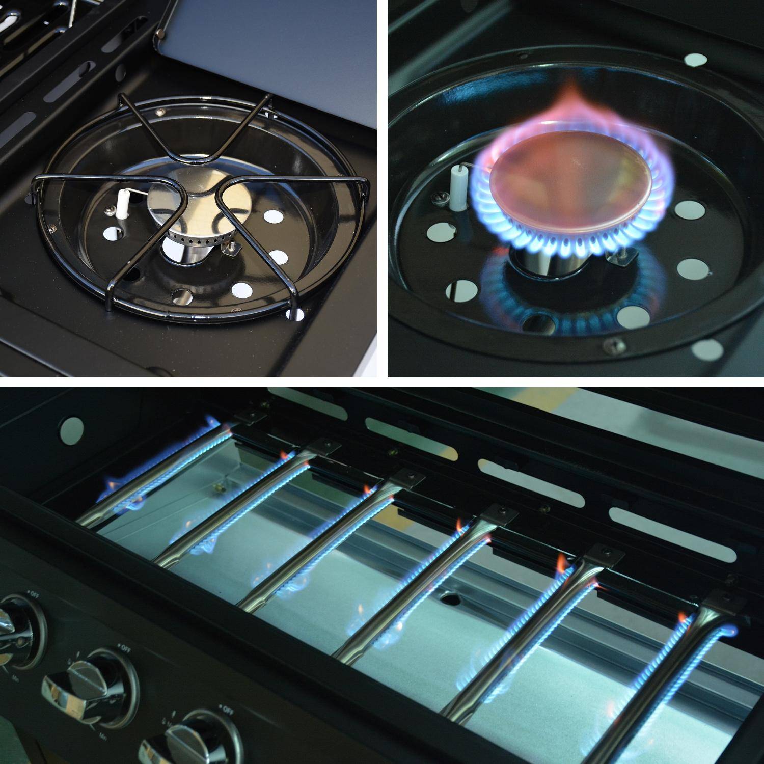 Gasbarbecue 6 branders + 1 gaspit Treville zwart Photo7