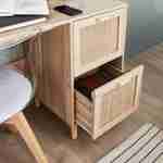 Bureau décor bois et cannage - Camargue - 120cm, 2 tiroirs  Photo2