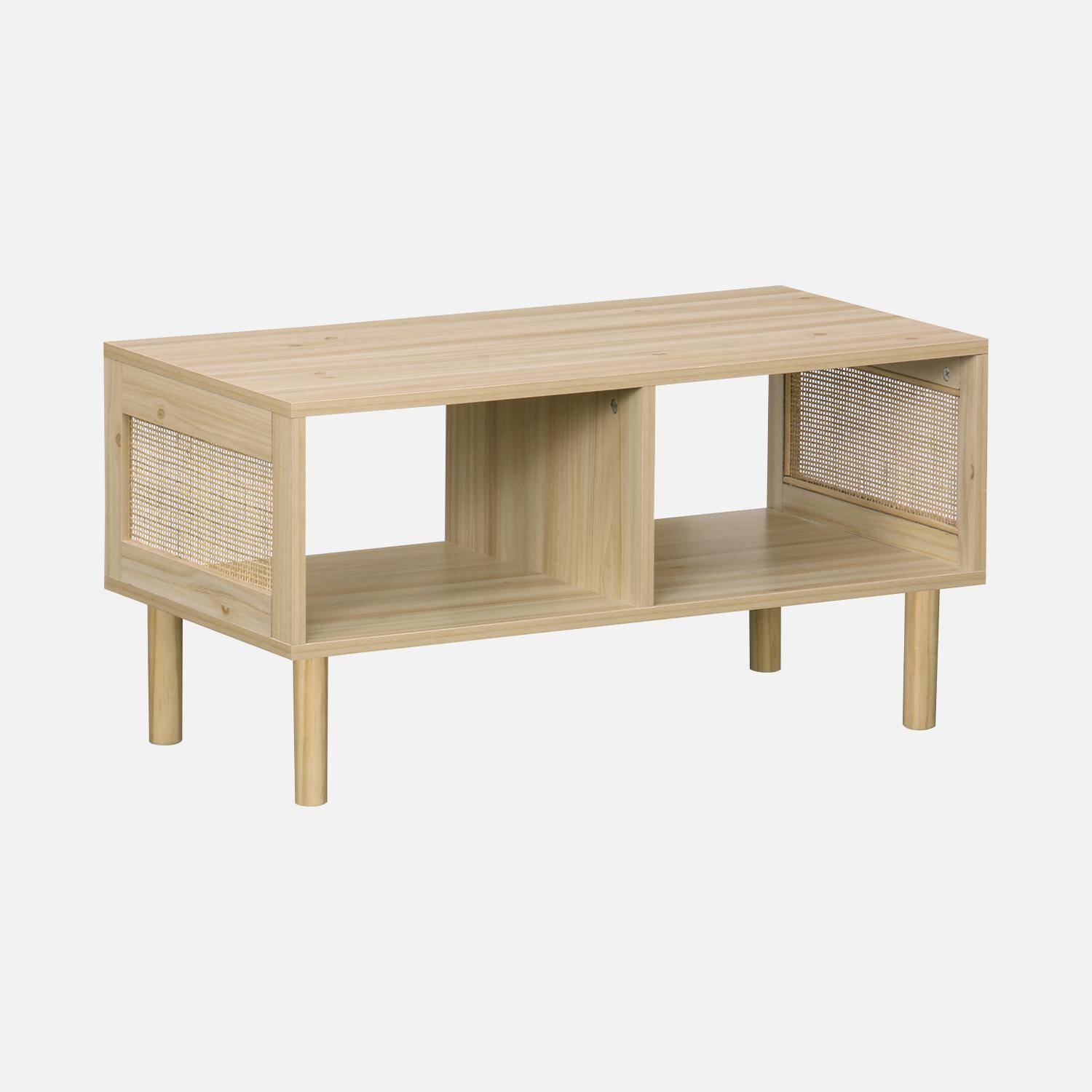 Woven rattan coffee table, 80x40x40cm, Camargue, Natural wood colour,sweeek,Photo3