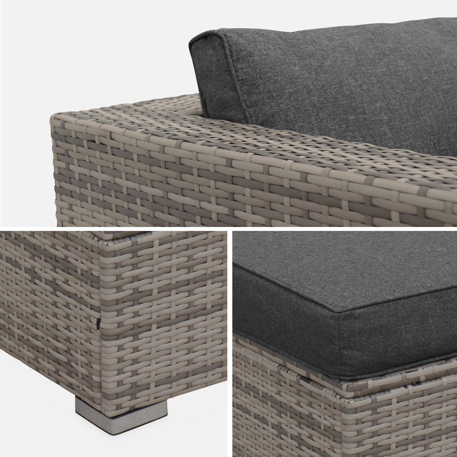 Garden sofa sets - armchair and footstool in rattan - Genova -  Mixed Grey rattan, Grey cushions Photo3