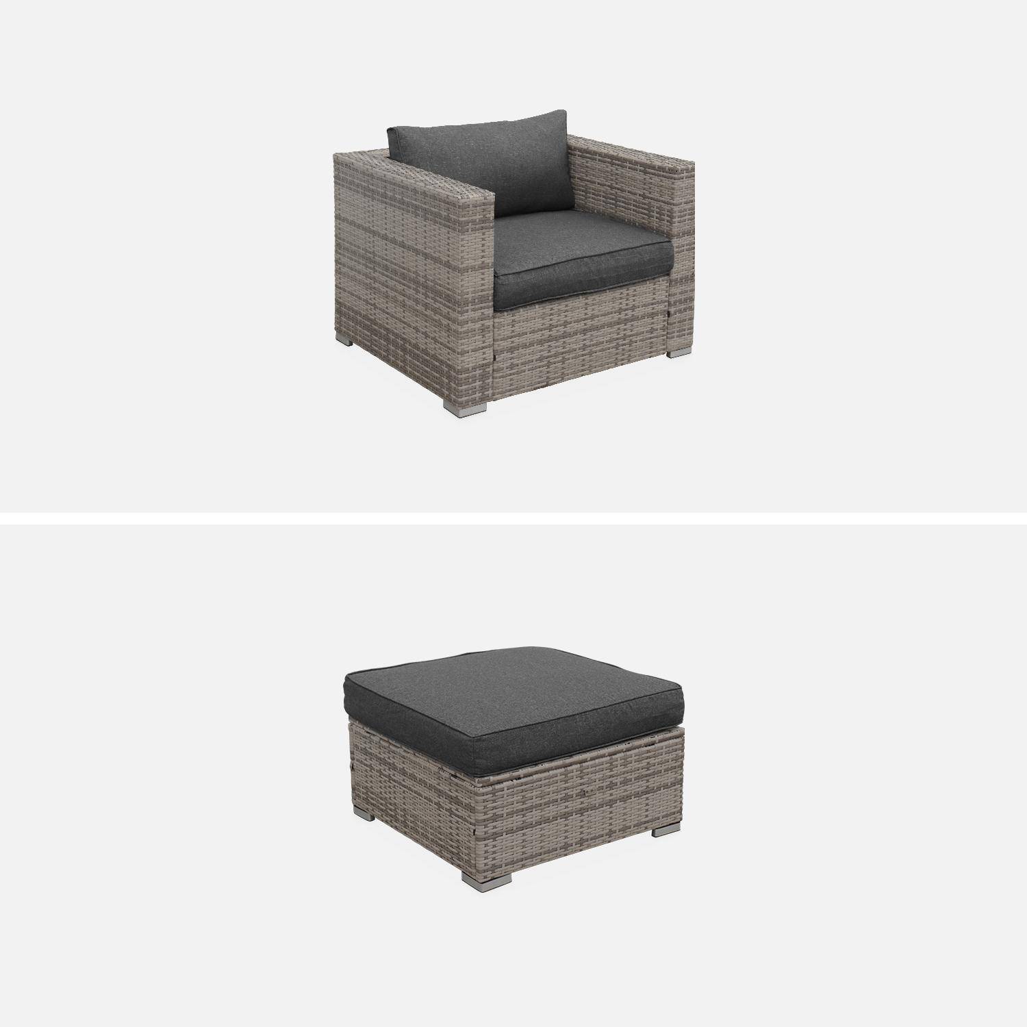 Ensemble Genova fauteuil + pouf en résine tressée Photo3