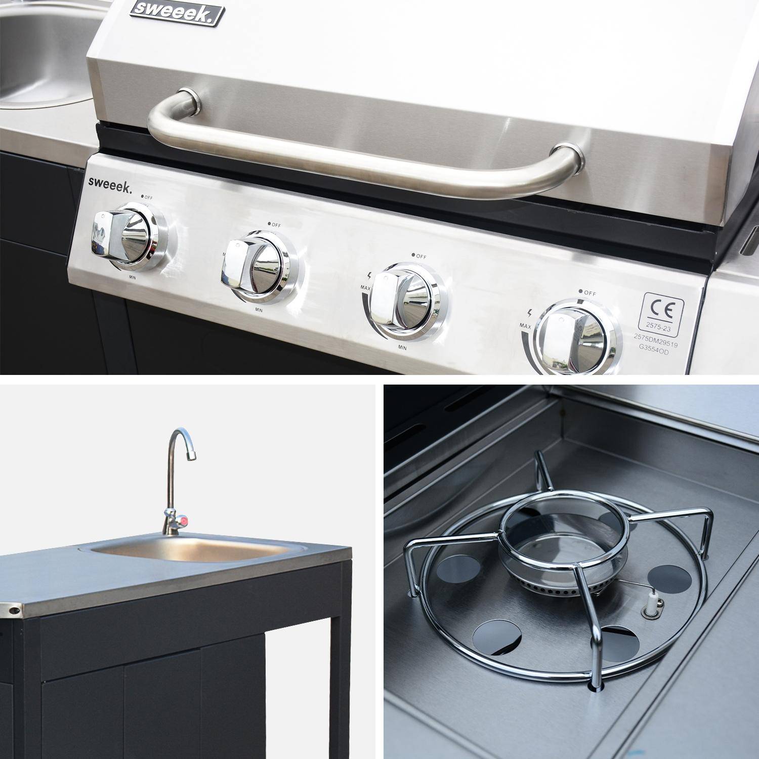 Cocina exterior de acero con barbacoa de gas americana de 5 quemadores Negro - 247x187x147 cm Photo3