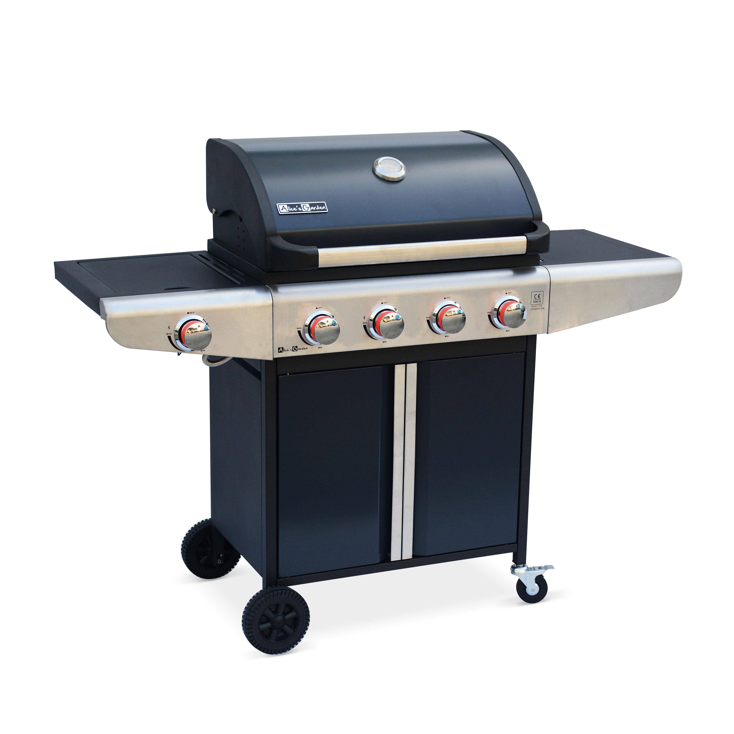 5-burner gas barbecue with 1 side burner, Bazin 4, Black, 136x53.5x109.2 cm Photo1