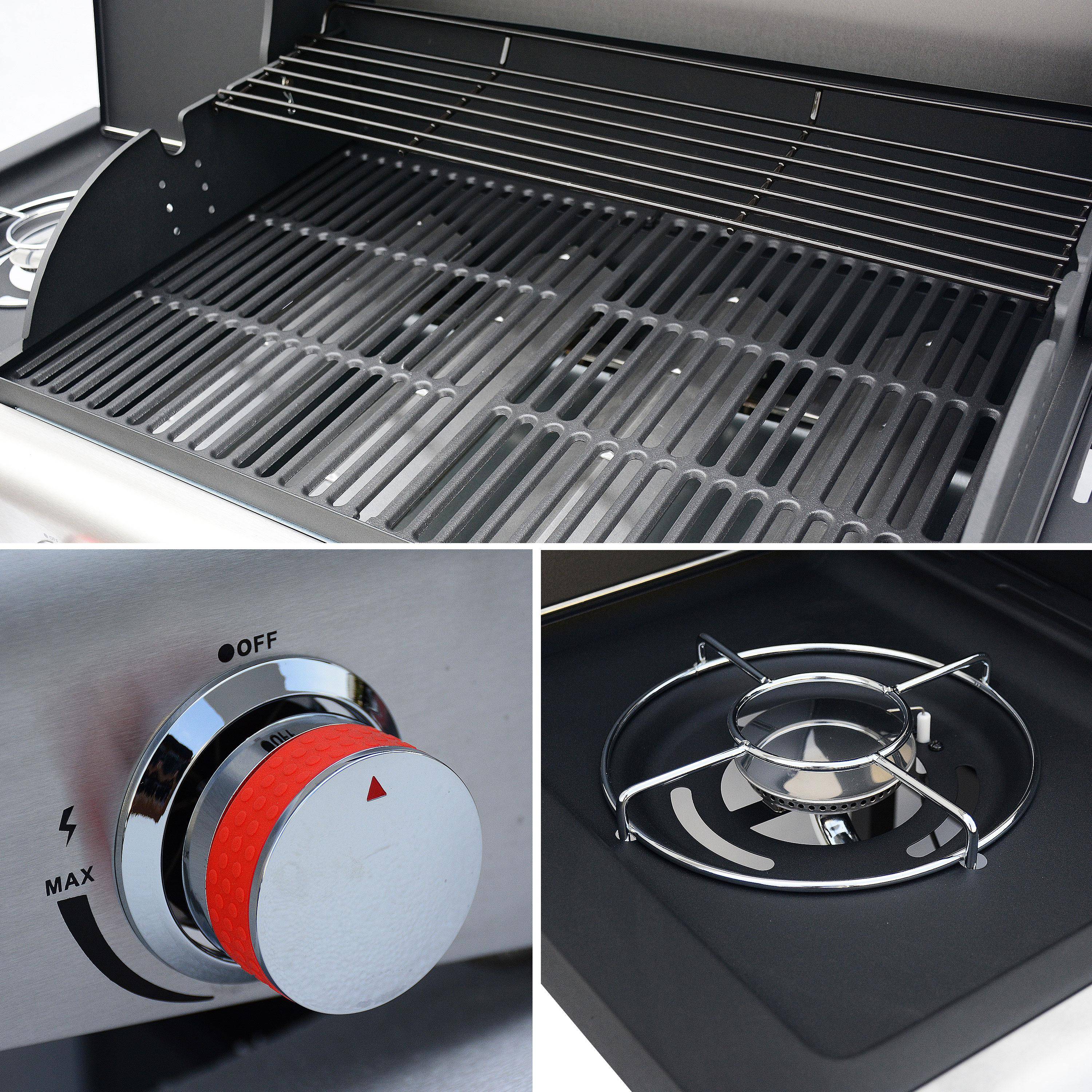 5-burner gas barbecue with 1 side burner, Bazin 4, Black, 136x53.5x109.2 cm Photo4