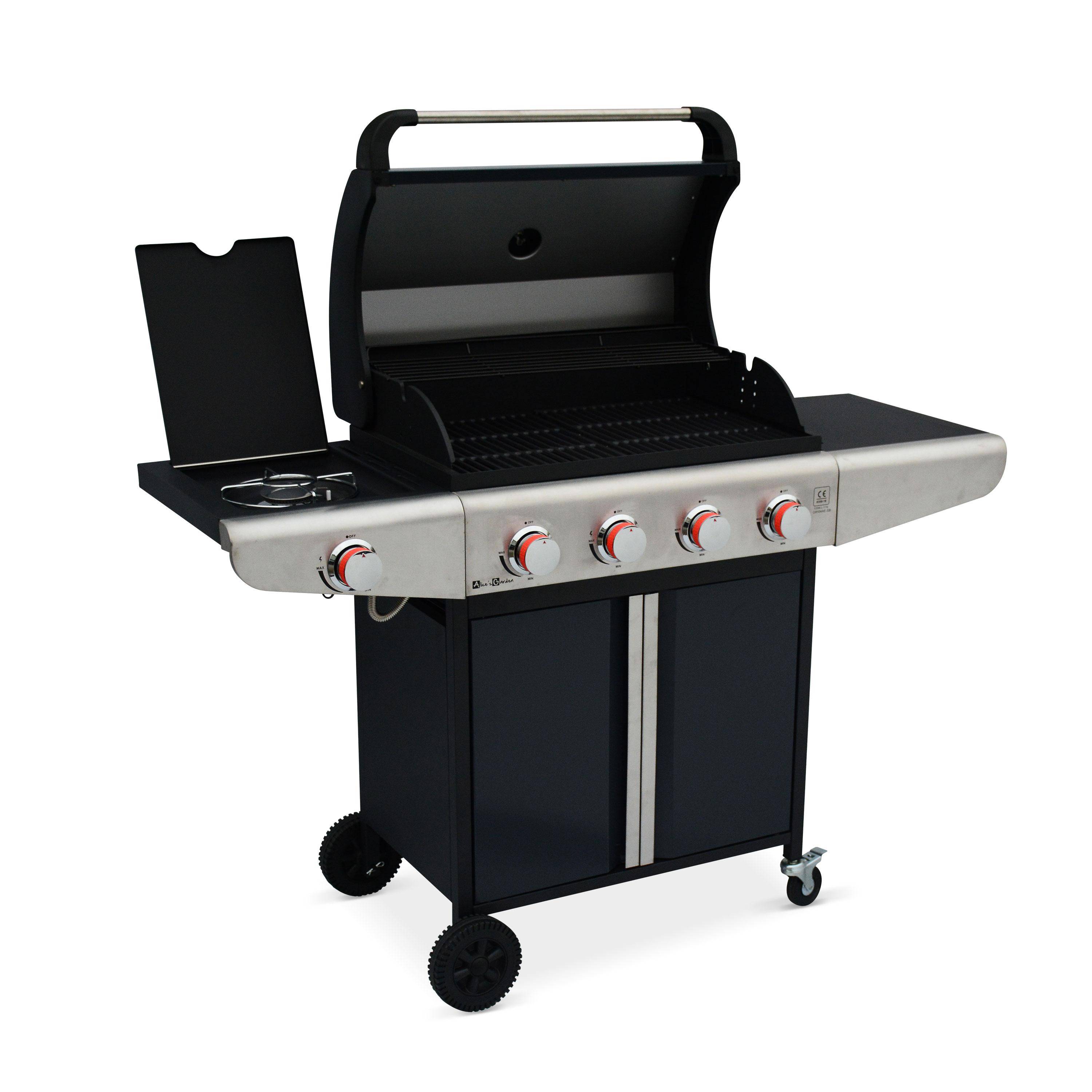 5-burner gas barbecue with 1 side burner, Bazin 4, Black, 136x53.5x109.2 cm Photo2