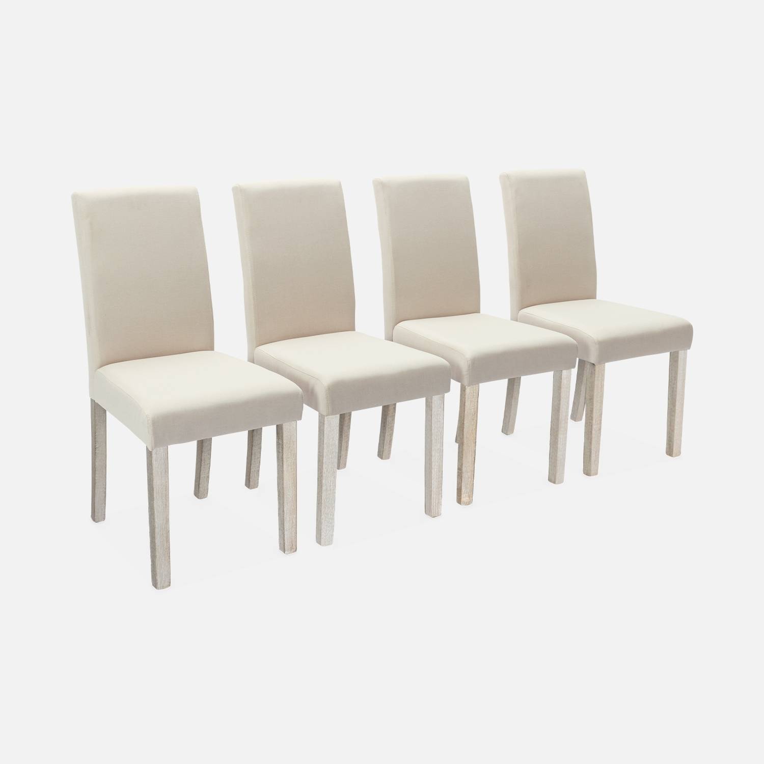 4er Set Stühle mit Stoffbezug Beige, Holzbeine mit Ceruse Finish | sweeek
