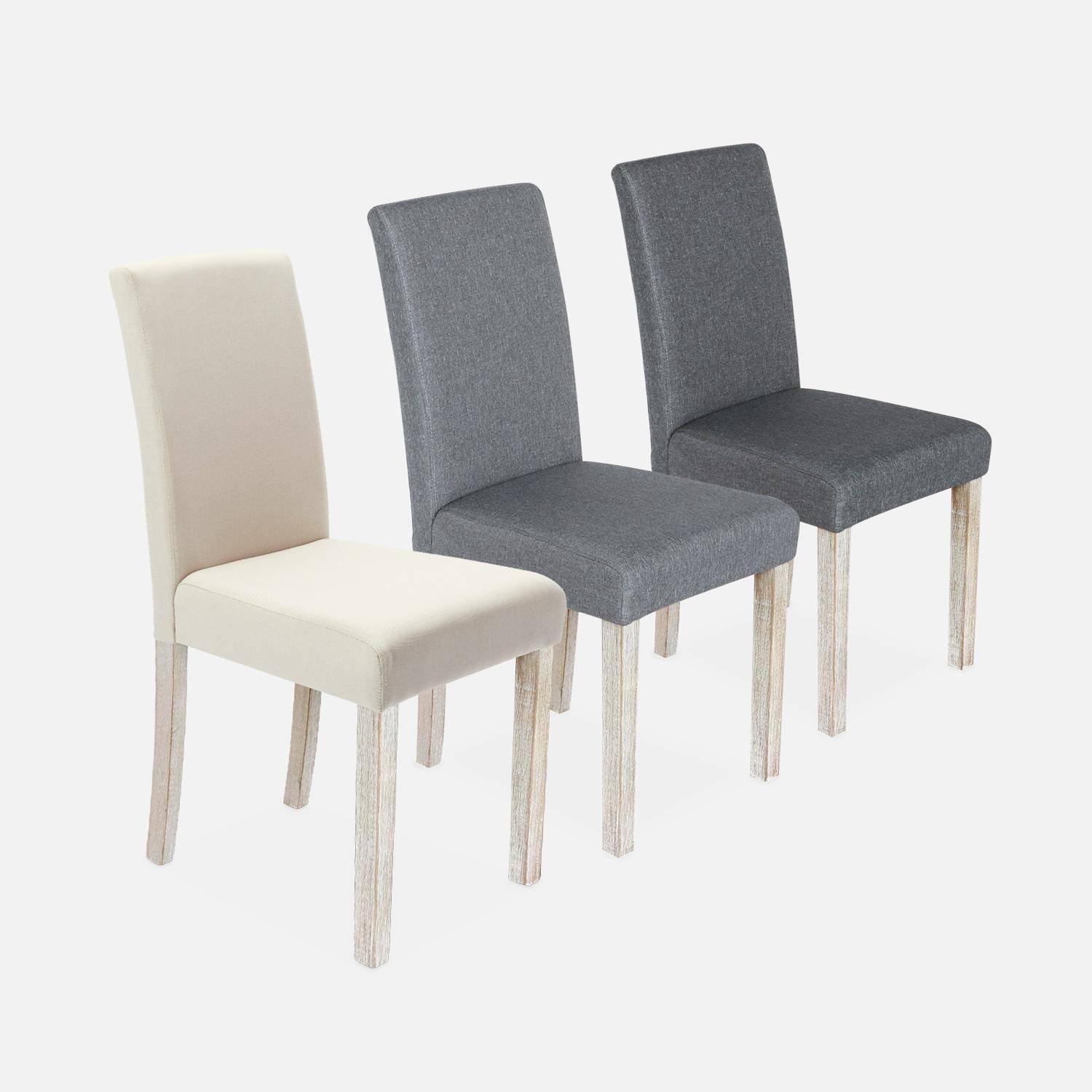 Lot de 4 chaises - Rita - chaises en tissu, pieds en bois cérusé, beige,sweeek,Photo5