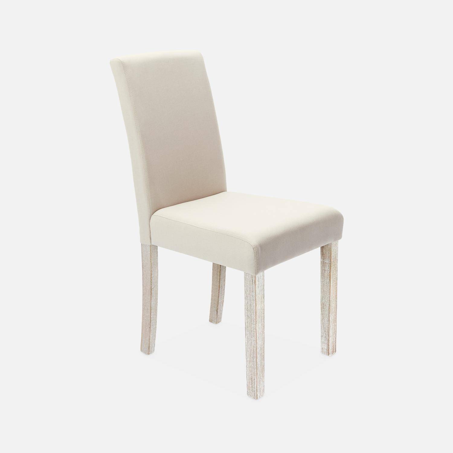 Lot de 4 chaises - Rita - chaises en tissu, pieds en bois cérusé, beige,sweeek,Photo3