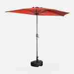  Guarda-chuva de varanda Ø250cm - CALVI - Meio guarda-chuva recto, haste em alumínio com pega de manivela, tecido terracota Photo1