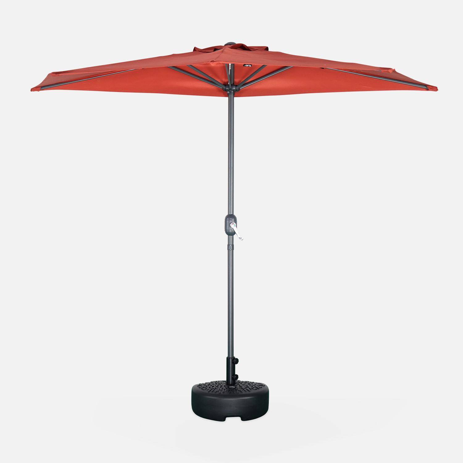  Balcony umbrella Ø250cm - CALVI - Straight half umbrella, aluminium pole with crank handle, terracotta fabric Photo3