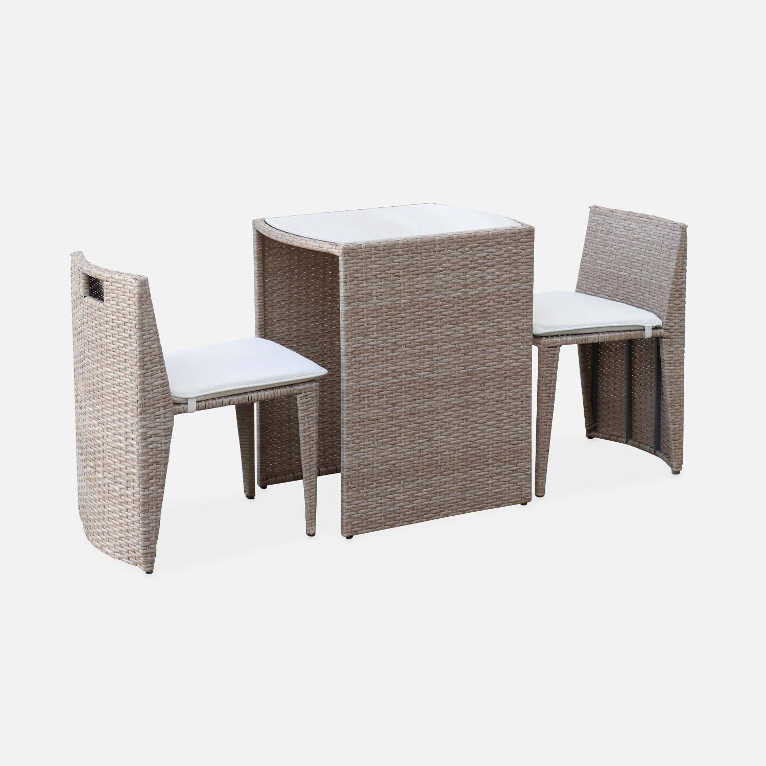Conjunto de mesa e cadeiras de jardim em rotim (aspeto vime) sintético 2 lugares l DOPPIO Photo4