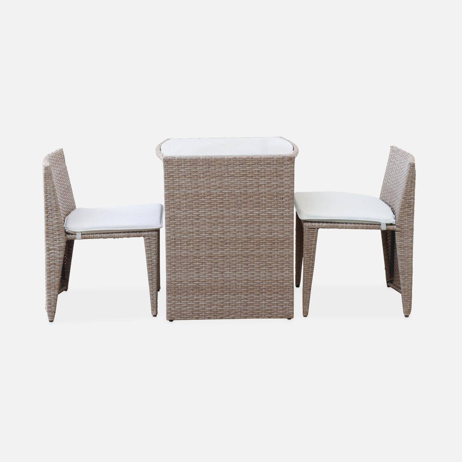 Conjunto de mesa e cadeiras de jardim em rotim (aspeto vime) sintético 2 lugares l DOPPIO Photo5