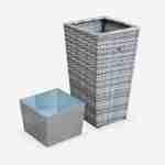 Conjunto de 2 vasos de 60 cm - Prato Nuances gris - Resina tecida, vaso em aço galvanizado, estrutura em alumínio Photo3