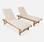 Set mit 2 FSC Sonnenliegen aus FSC-Akazie - AREQUIPA - Liegestühle mit Kissen und Rädern, mehrere Positionen - Beige | sweeek