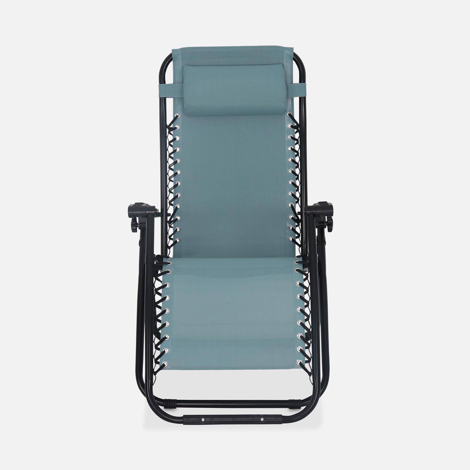 Juego de 2 sillones reclinables - Patrick - Textilene, plegable, multiposicional, esmeralda Photo5