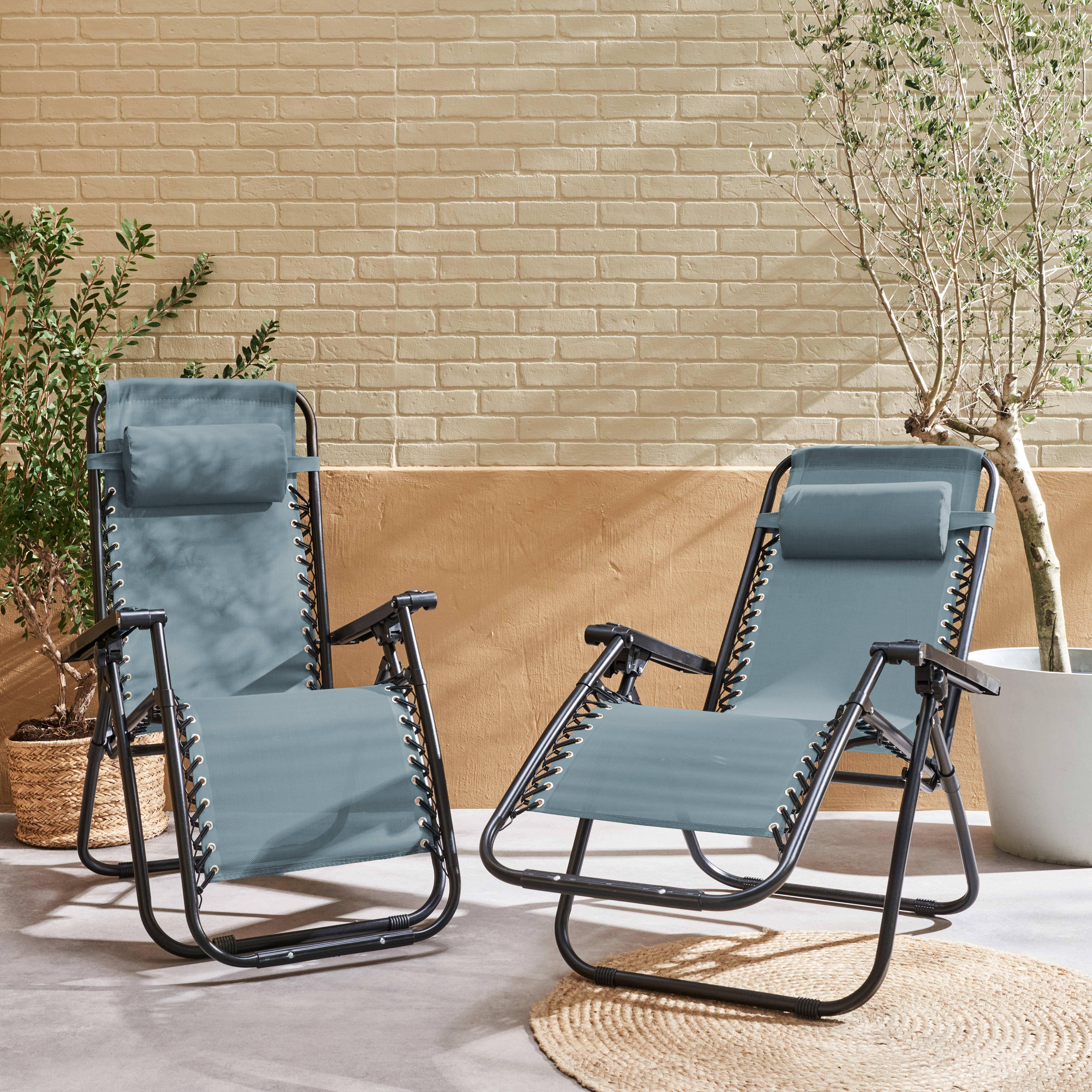 Set van twee campingstoelen, opvouwbaar, verstelbaar, inklapbaar, smaragdgroen,sweeek,Photo2
