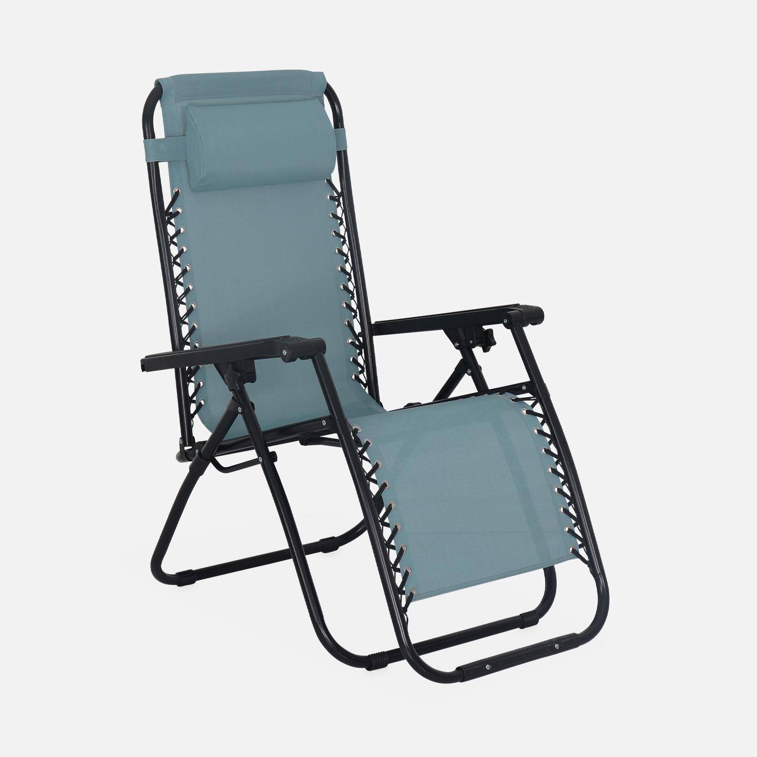 Juego de 2 sillones reclinables - Patrick - Textilene, plegable, multiposicional, esmeralda Photo4