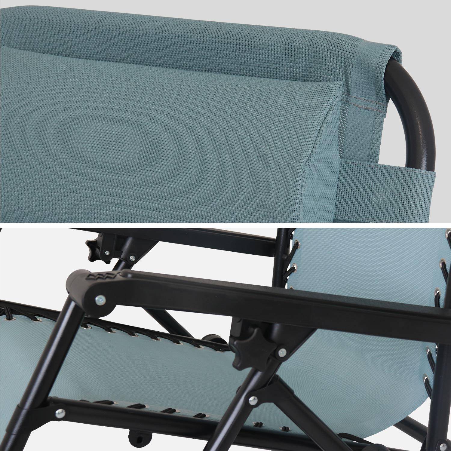 Juego de 2 sillones reclinables - Patrick - Textilene, plegable, multiposicional, esmeralda Photo6