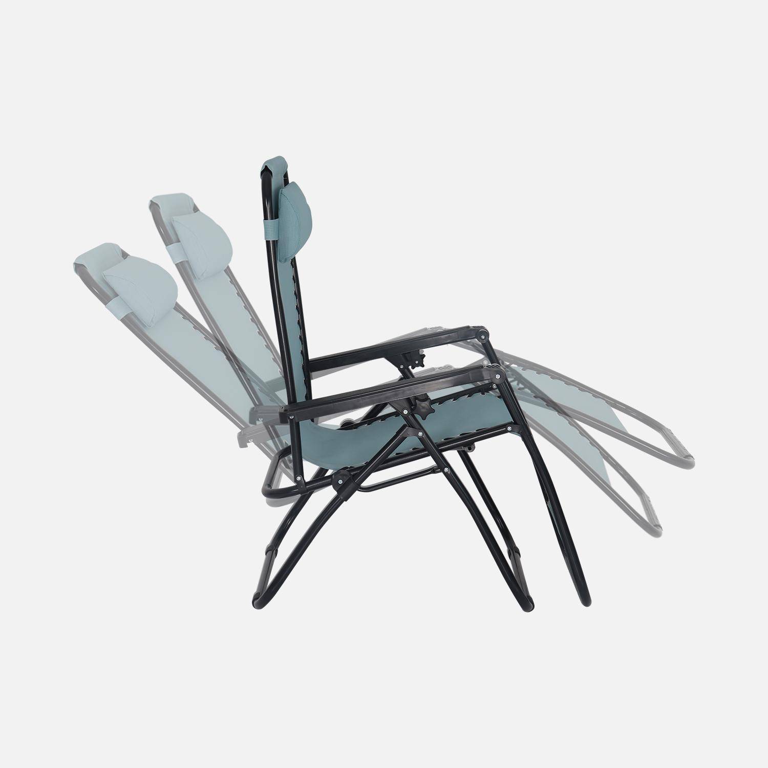 Juego de 2 sillones reclinables - Patrick - Textilene, plegable, multiposicional, esmeralda Photo7