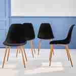 Lot de 4 chaises scandinaves - Lars -  pieds en métal couleur bois, fauteuils 1 place, noirs Photo2