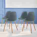 Lot de 4 chaises scandinaves - Lars -  pieds en métal couleur bois, fauteuils 1 place, gris Photo1