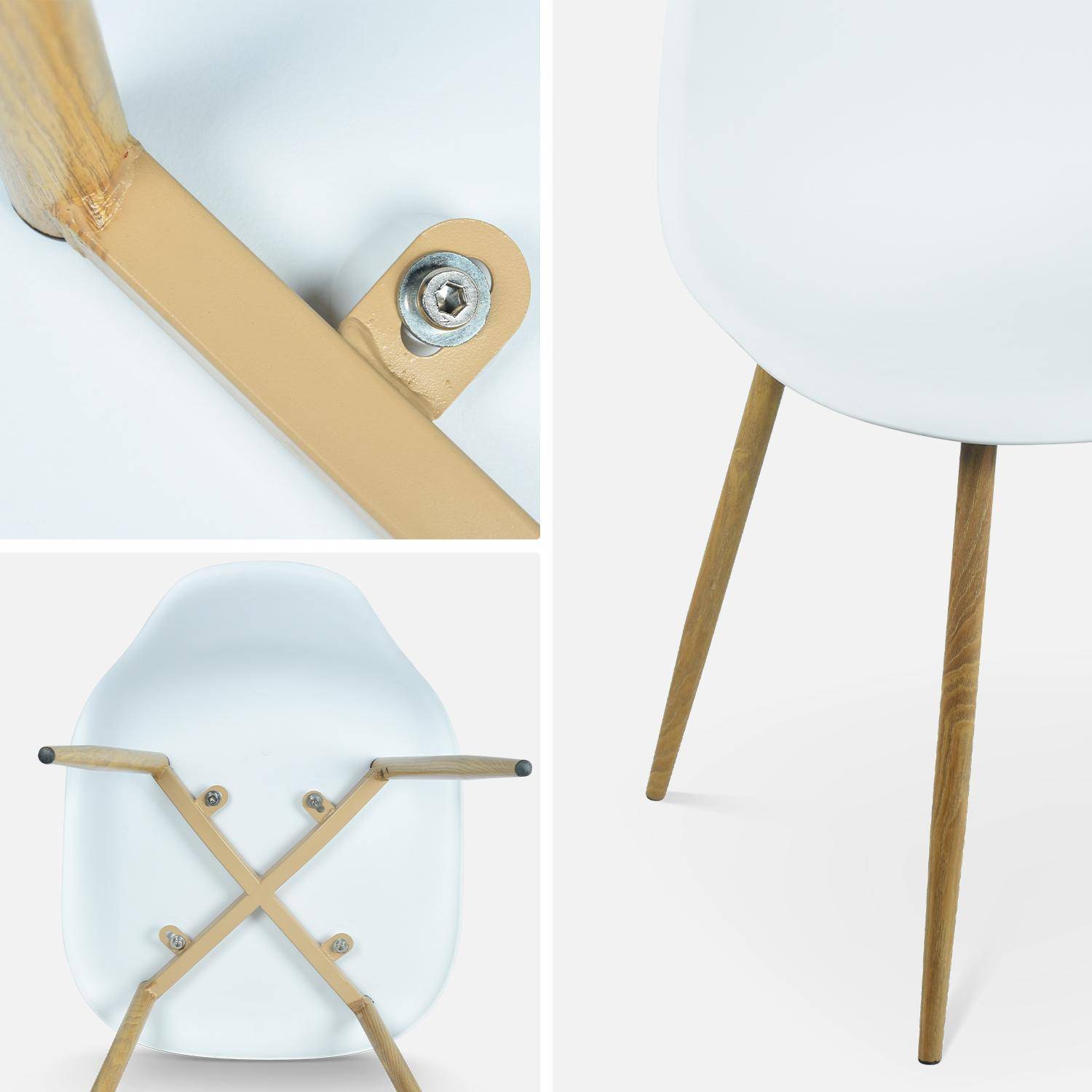 Set van 4 eetkamerstoelen stoelen, houtkleurige metalen poten, witte zitting Photo7
