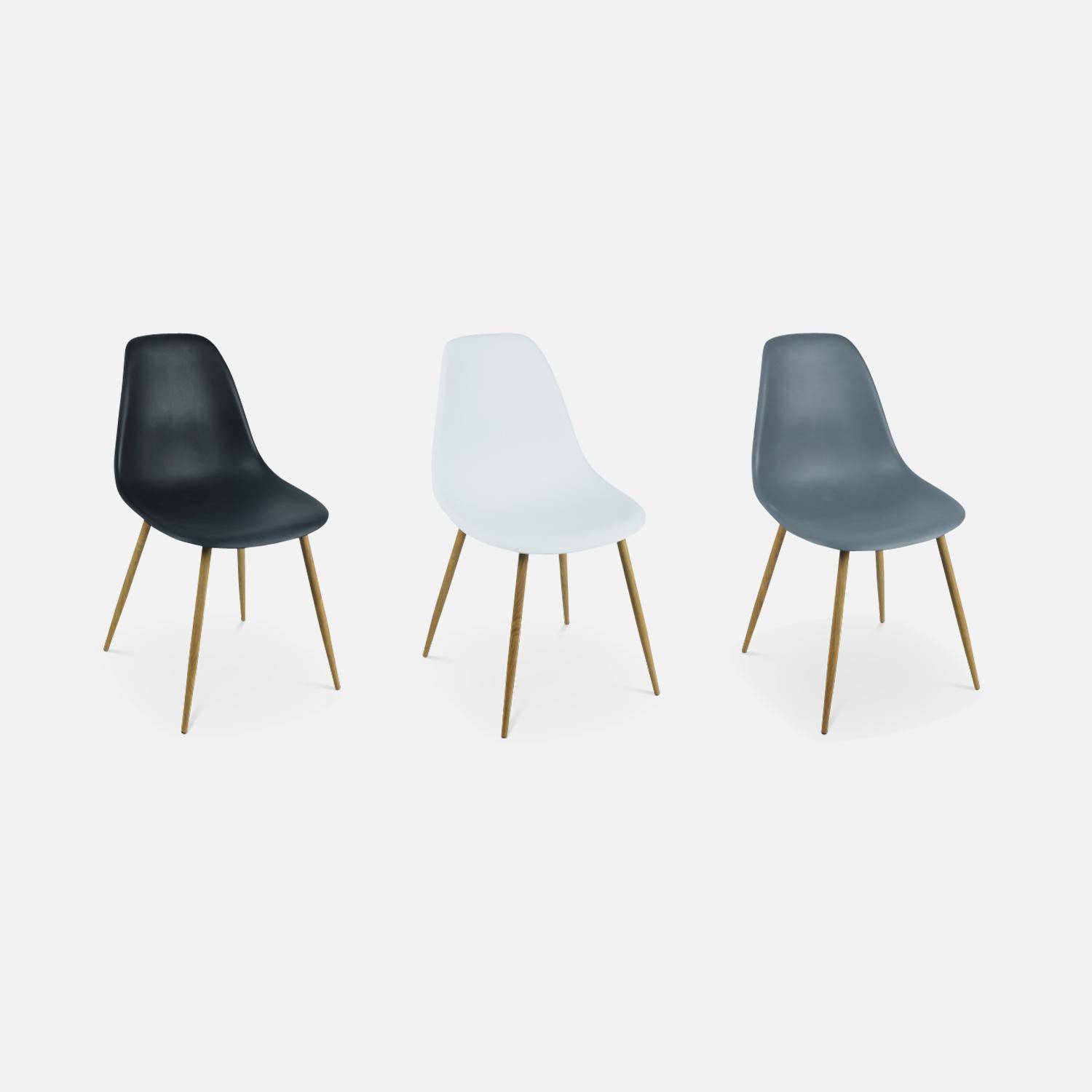 Set van 4 eetkamerstoelen stoelen, houtkleurige metalen poten, witte zitting Photo8