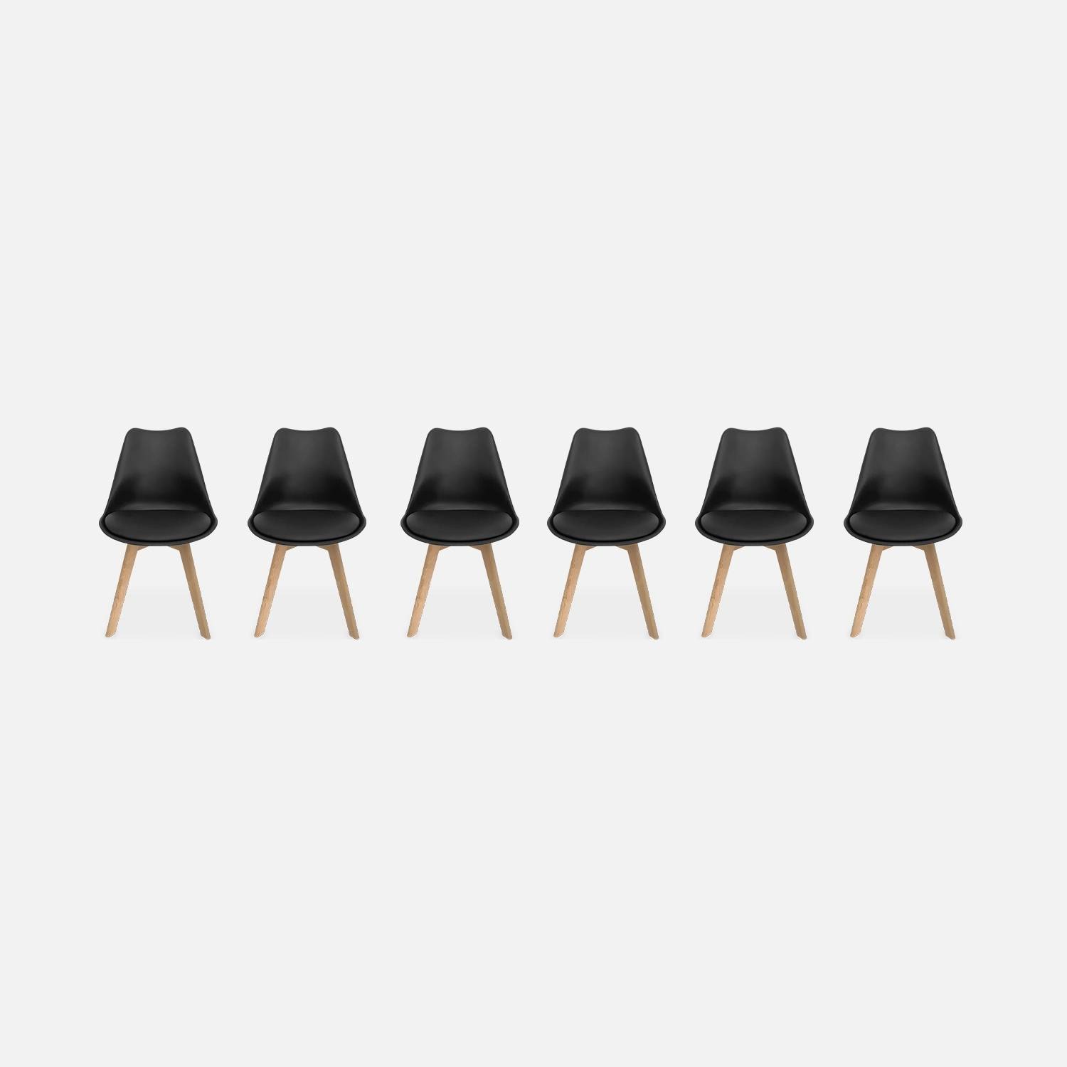 Lot de 6 chaises scandinaves noires pieds bois