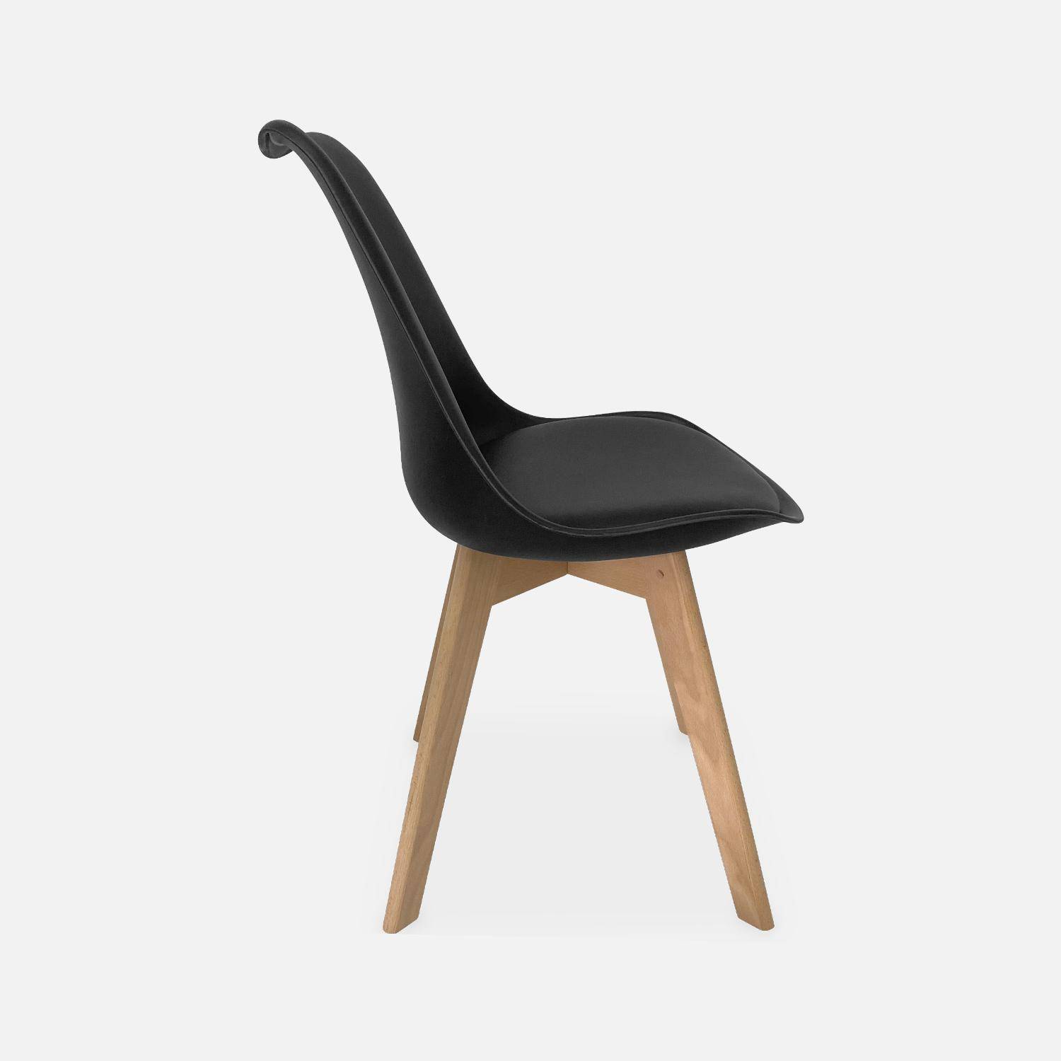 Juego de 6 sillas escandinavas, patas de madera de haya, monoplaza, negro Photo6