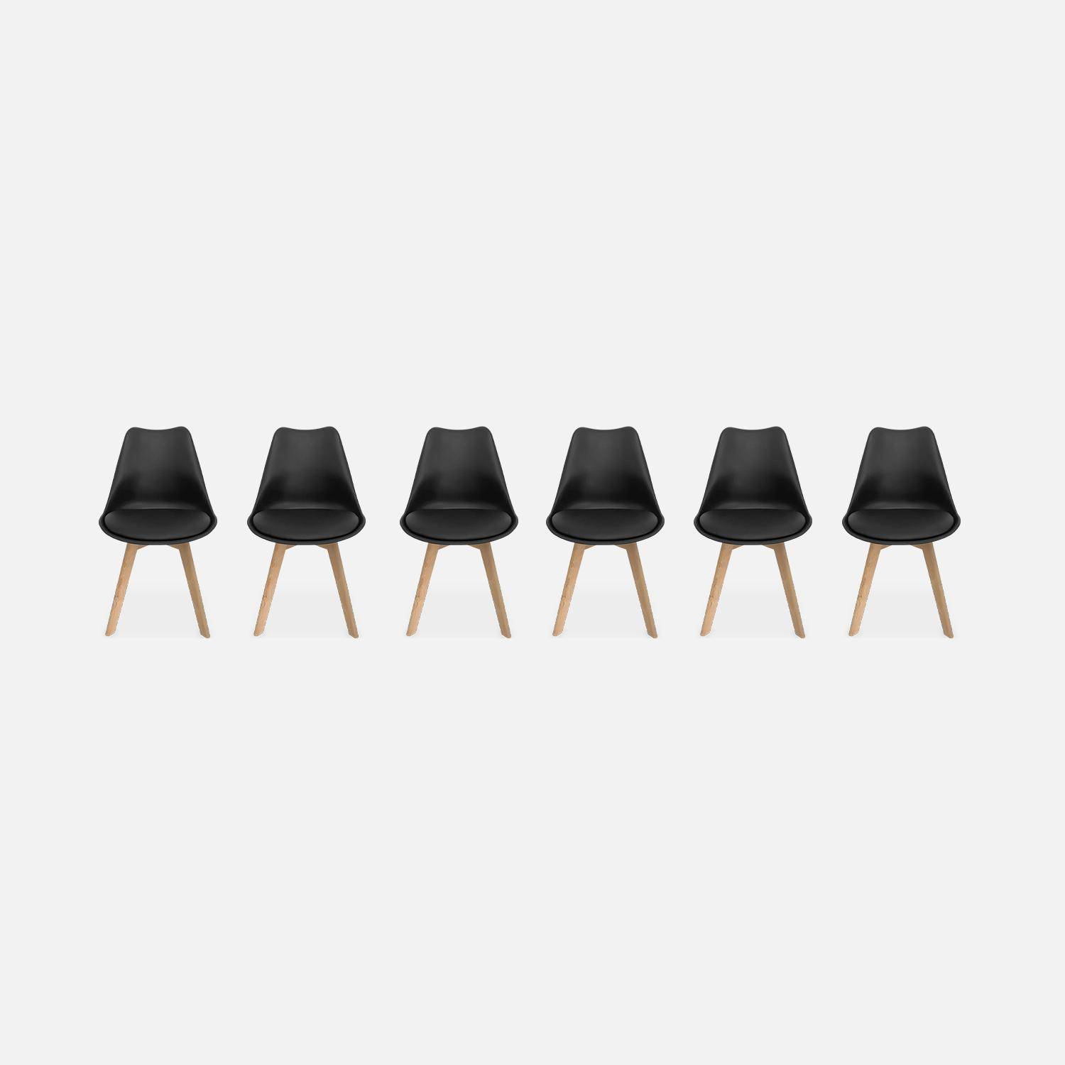 Juego de 6 sillas escandinavas, patas de madera de haya, monoplaza, negro Photo4