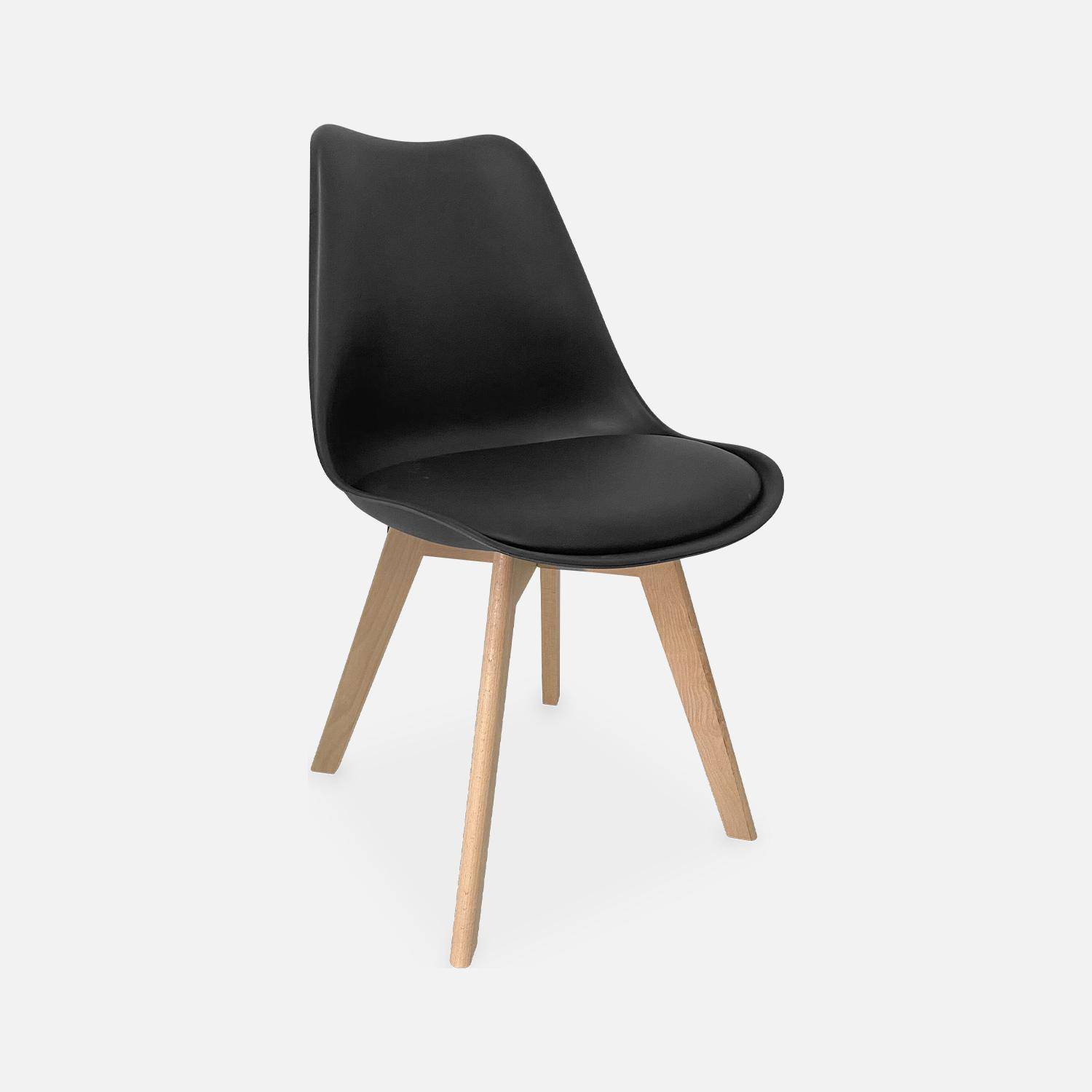 Juego de 6 sillas escandinavas, patas de madera de haya, monoplaza, negro Photo5