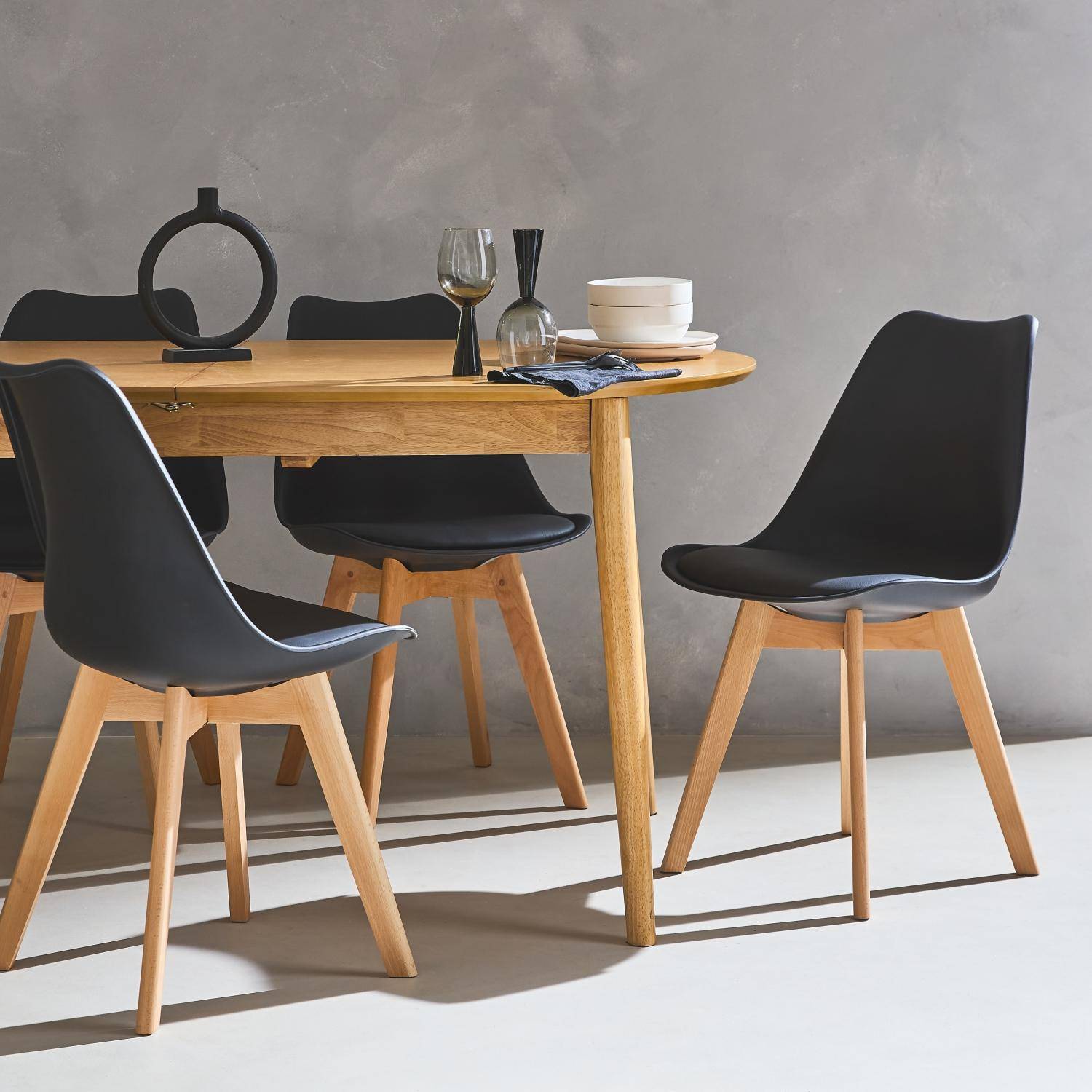 Set van 6 eetkamerstoelen, beukenhouten poten, Scandinavisch design Photo2