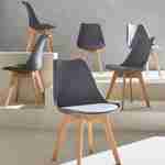 Lot de 6 chaises scandinaves, pieds bois de hêtre, fauteuils 1 place, gris Photo1
