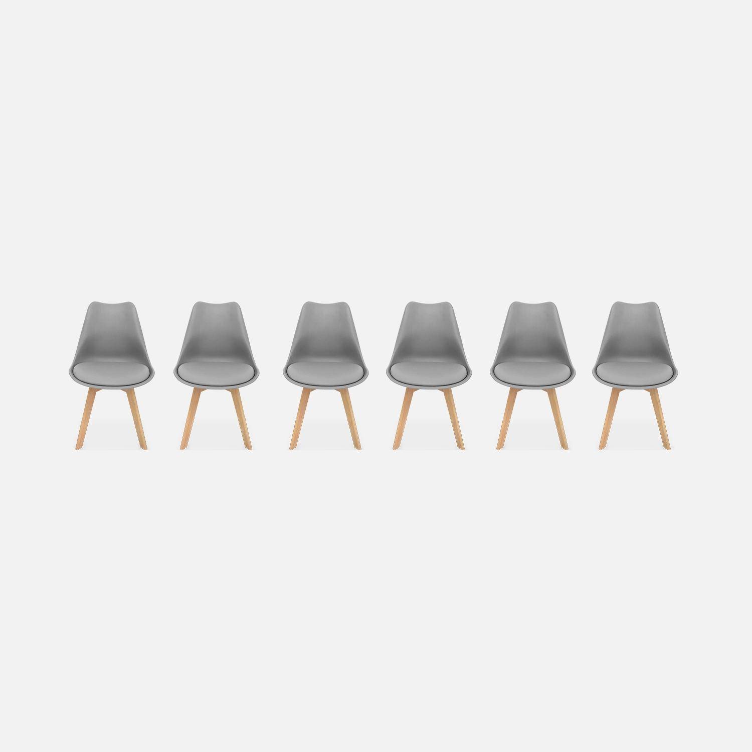 Set van 6 eetkamerstoelen, beukenhouten poten, Scandinavisch design Photo3