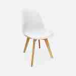 Lot de 6 chaises scandinaves, pieds bois de hêtre, fauteuils 1 place, blancs Photo4