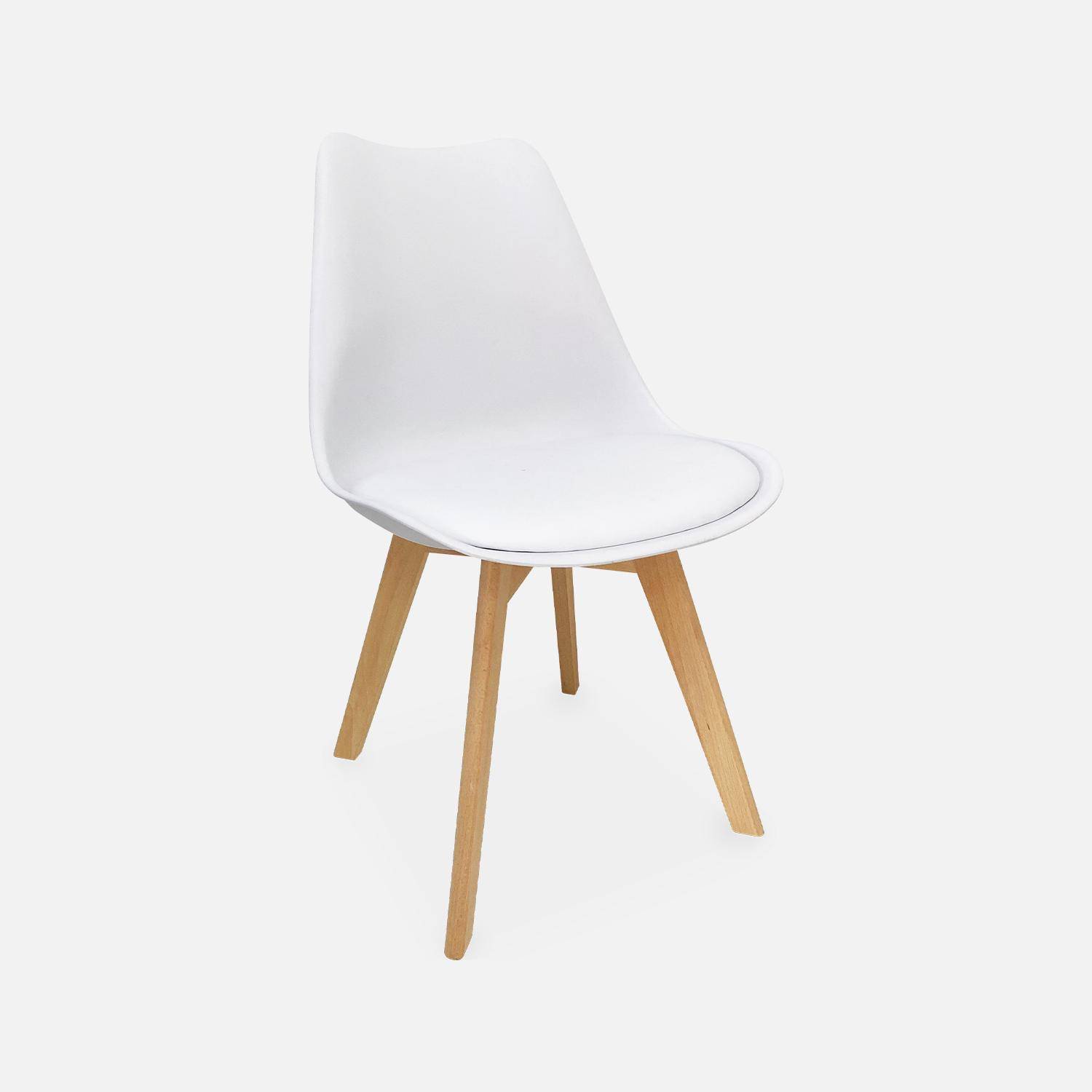 Lot de 6 chaises scandinaves, pieds bois de hêtre, chaises 1 place, blancs Photo4