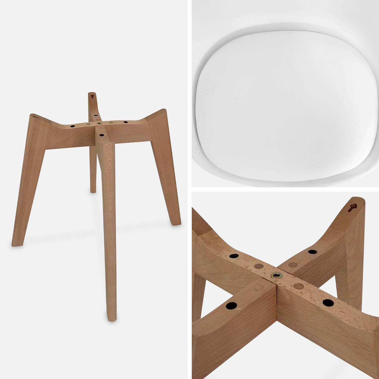 Juego de 6 sillas escandinavas, patas de madera de haya, monoplaza, blanco Photo8