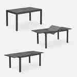 Ausziehbarer Tisch Gartengarnitur - Orlando Dunkelgrau - Aluminiumtisch 150/210 cm, Glasplatte, mit Verlängerung und 6 Sitzen aus Textilene Photo4