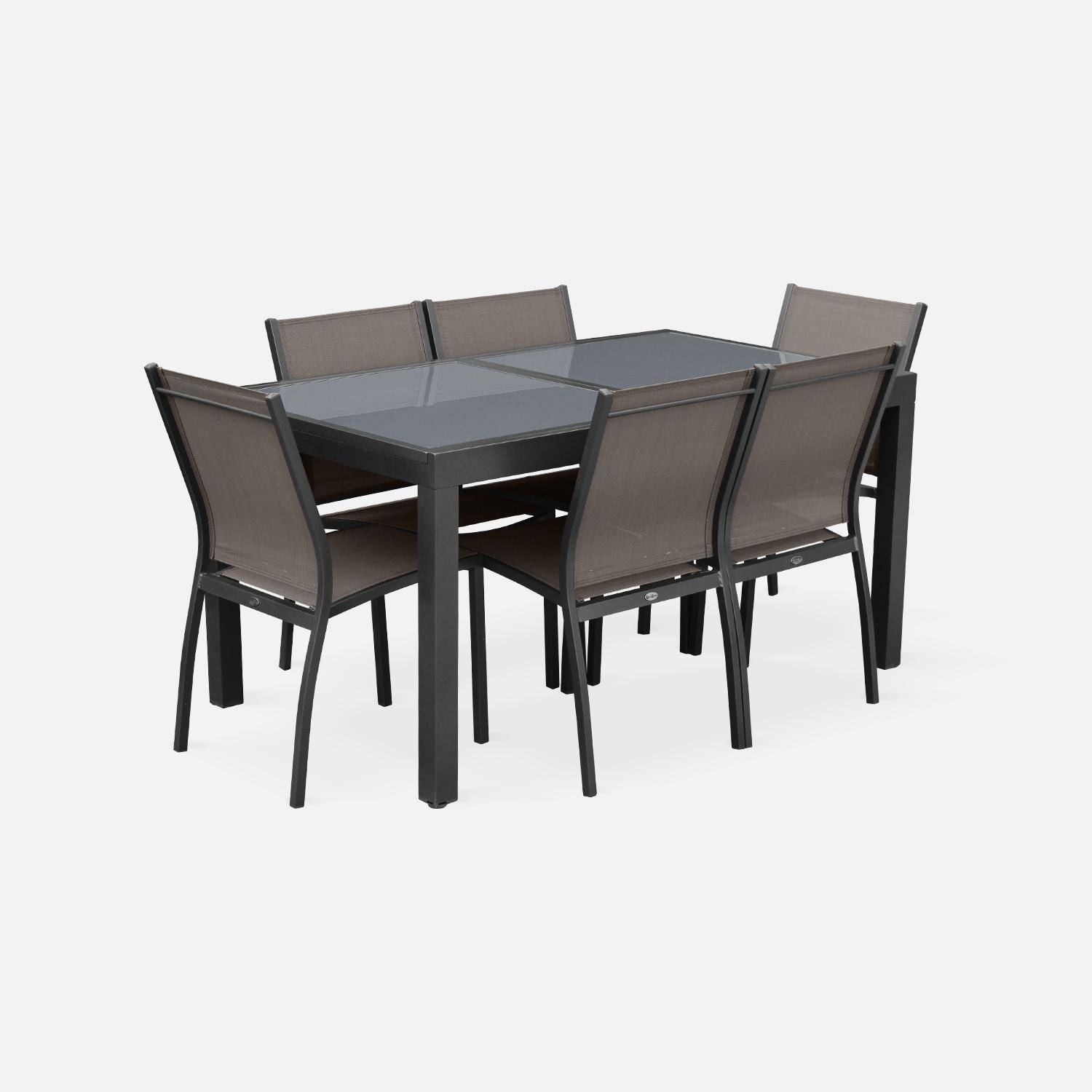 Orlando  set 1 tuintafel en 6 stoelen uit aluminium en textileen Photo3