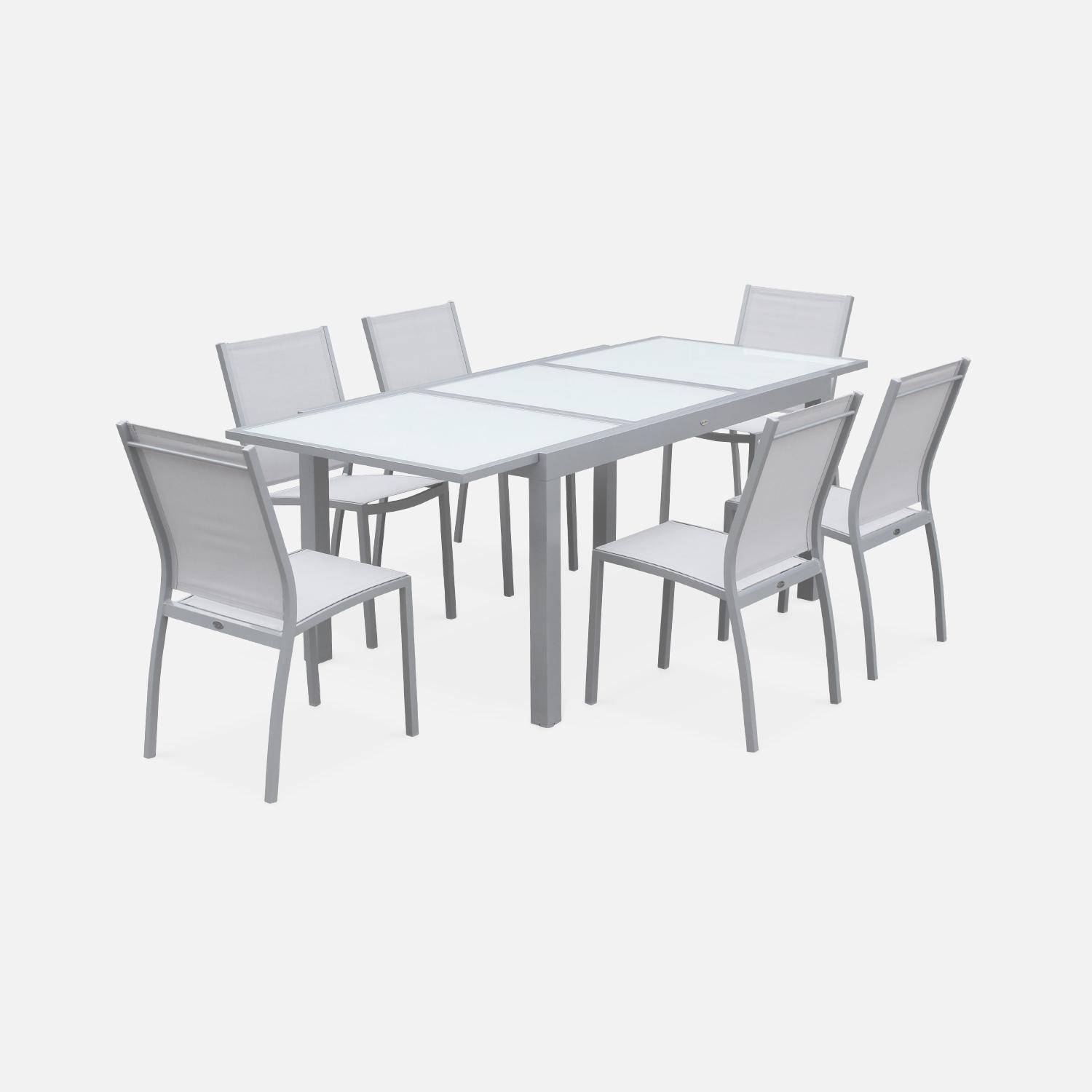 Conjunto de jardín mesa extensible HELDON150 + 8 sillas NIKOX