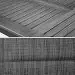 Salon de jardin Chicago aluwood effet bois vieilli Gris foncé avec table extensible à rallonge 175/245cm et 8 assises en textilène gris foncé chiné Photo6