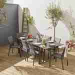 Ausziehbarer Tisch Gartengarnitur - Chicago Anthrazit/dunkelgrau - Aluminiumtisch 175/245 cm mit Verlängerung und 8 Sitzen aus Textilene Photo1