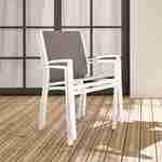Set of 2 stackable armchairs - Chicago - White aluminium and taupe textilene Photo2